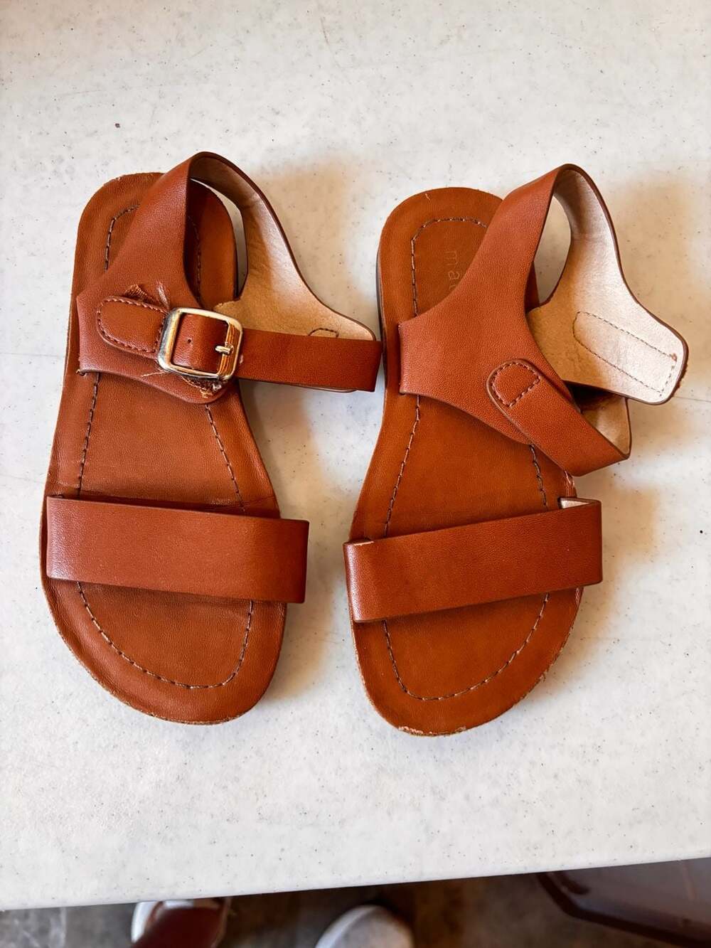 Madden Girl Cognac Brown Flat Slingback Sandals Size 10